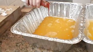 Bree Olson prepares her lunch...