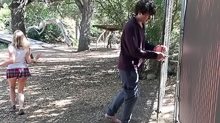 Girl next door comes over to fuck the neighbor in the yard - Erin Electra