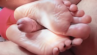 Perfect Teen Feet Solejob Massive Cum  Footjob Soles Long Toes Worship