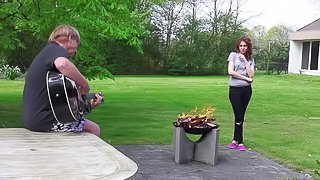 Alegra and Udo playing the guitar and getting naked to have sex