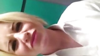 cute british girl fingers herself at work