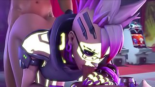 Cute sexy Sombra gets rammed in her mouth and tight pussy