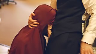 Arabian chic with natural tits gets fingered and face fucked  ahead of a rough missionary