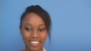 Delightful ebony cowgirl with natural tits masturbating with a vibrator