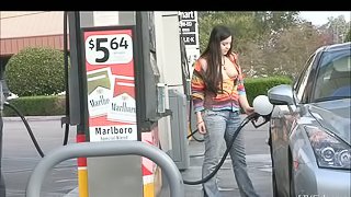 Nadine shows her boobs at the gas station and at the playground