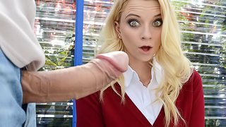 Amazing blonde hottie Riley Star nicely fucked by a massive boner