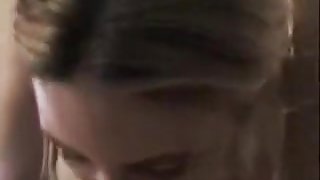 Sweet blonde  immature sucking my strapon