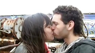 Couple has mutual masturbation and oral sex on a garbage belt
