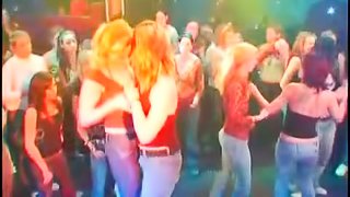 Party sluts blowing strippers dicks at CFNM orgy