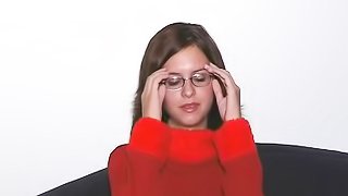 Czech amateur brunette glasses