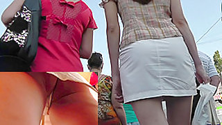 Amateur real upskirt video with pretty girlfriend