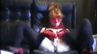 Ingrid, with red mask - plays with sextoy