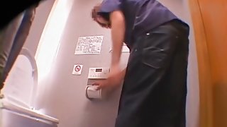 Hot Jap takes a piss and gets screwed in the toilet