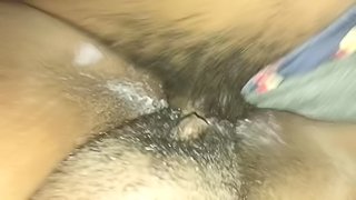 Creaming on his dick while my family in the living room