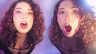 Twins burping in your ears - sexy bodystocking - drinking 3 liters of coke