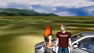 Sexy 3D redhead getting fucked on the hood of a car