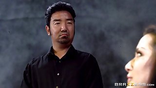 Cum hungry cock starving brunette bitch gets what she deserves