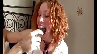 Stunning Redhead college girl college girl   Deep Throat and Fisting