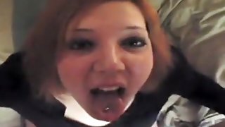 Cute Redheaded Girl Accommodates Cock in Her Mouth...