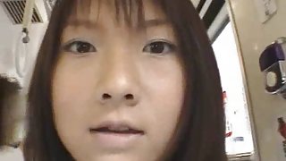 Japanese cutie screwed in a educate real puplic sex