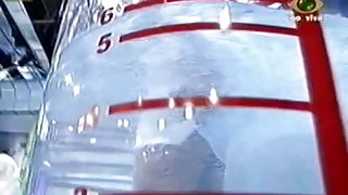 under water stunning ass upskirt and enormous tits in a game show