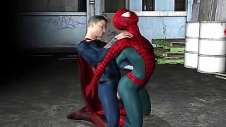 3D cartoon Spiderman getting fucked anally in a back alley