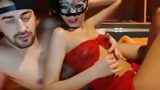 Masked college girl college girl  eats ass on webcam