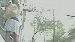 Street amateur upskirt video tape of some babes