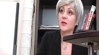 Hot milf with sexy tattoos office fucking