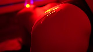 420 Tinder Cuckhold Teen gets in red lights and sexy lingerie