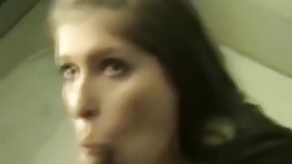 Dude gets an unexpected blowjob from a partyslut in the bathroom