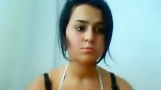 Turkish girl enjoys toying her big shaved pussy