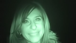 Night vision blowjob outdoors leads to a quick doggystyle fuck