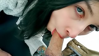 Cold Public Blowjob  POV, Cumshot, Facial