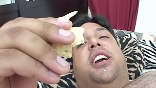 Aiden Layne fucks fat stud and gives head before getting cum on tits