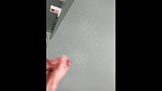 Risky, jerking off and cumming in a public toilet in middle of the day