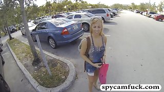 Blonde teen cutie fucked and creampied caught on spy cam