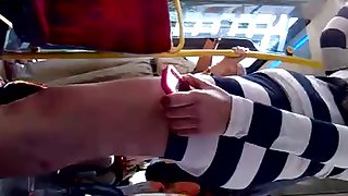 A short dress in white and blue stripes