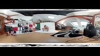 Perfect babe Ornella Morgan 3DVR360 video from photoshoot before masturbat