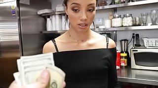 Young sexy black teen waitress loves sex and money