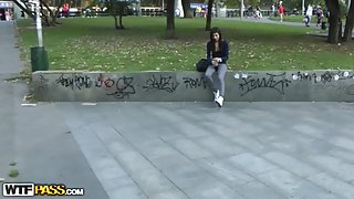 Wicked hottie sucks in the park
