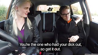 Fake Driving School student with big tits and hairy pussy has creampie