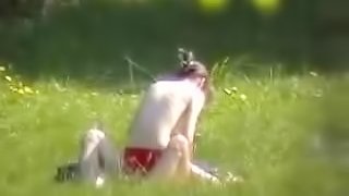 Horny Naked Couple in the park Exposed by a Passerby