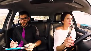 Insatiable Cadey Mercury attacks a guy for a shag in a car