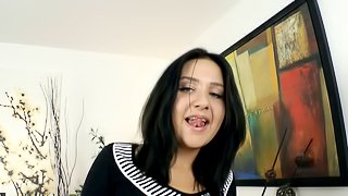 Angelic brunette in fishnet stockings opens her anal wide for a hardcore penetration