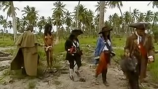 Hot Pirates Having a Foursome on a Desert Island in the Caribbean