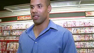 Dynamic gay in shirt being given blowjob in interracial sex