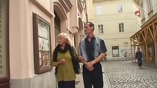 Amateur granny and a cute teen please an older guy