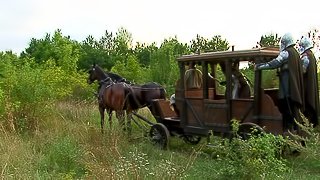 Nikki Sun is a skinny blonde fucked by a couple of horny warriors