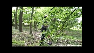 Blond teen babe fuck an old guy outdoors